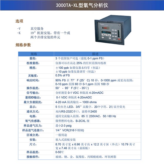 3000TA-XL 型氧氣分析儀