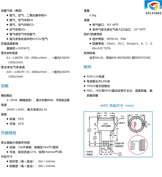 熱導士二元氣體分析變送器