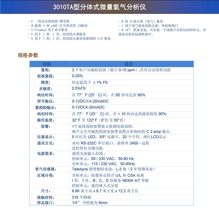 3010TA 型氧氣分析儀